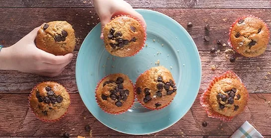 muffins de vainilla y mantequilla de mani