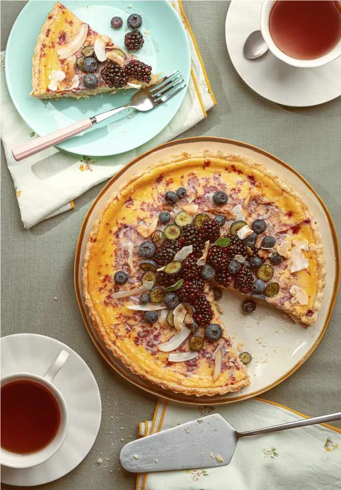 tarta de queso y arandanos